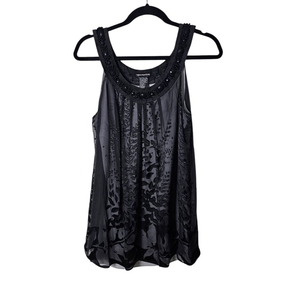 VTG Quotation S Silk Rayon Camisole Burnout Velvet Black‎ Beaded Lined Y2K - Picture 1 of 7